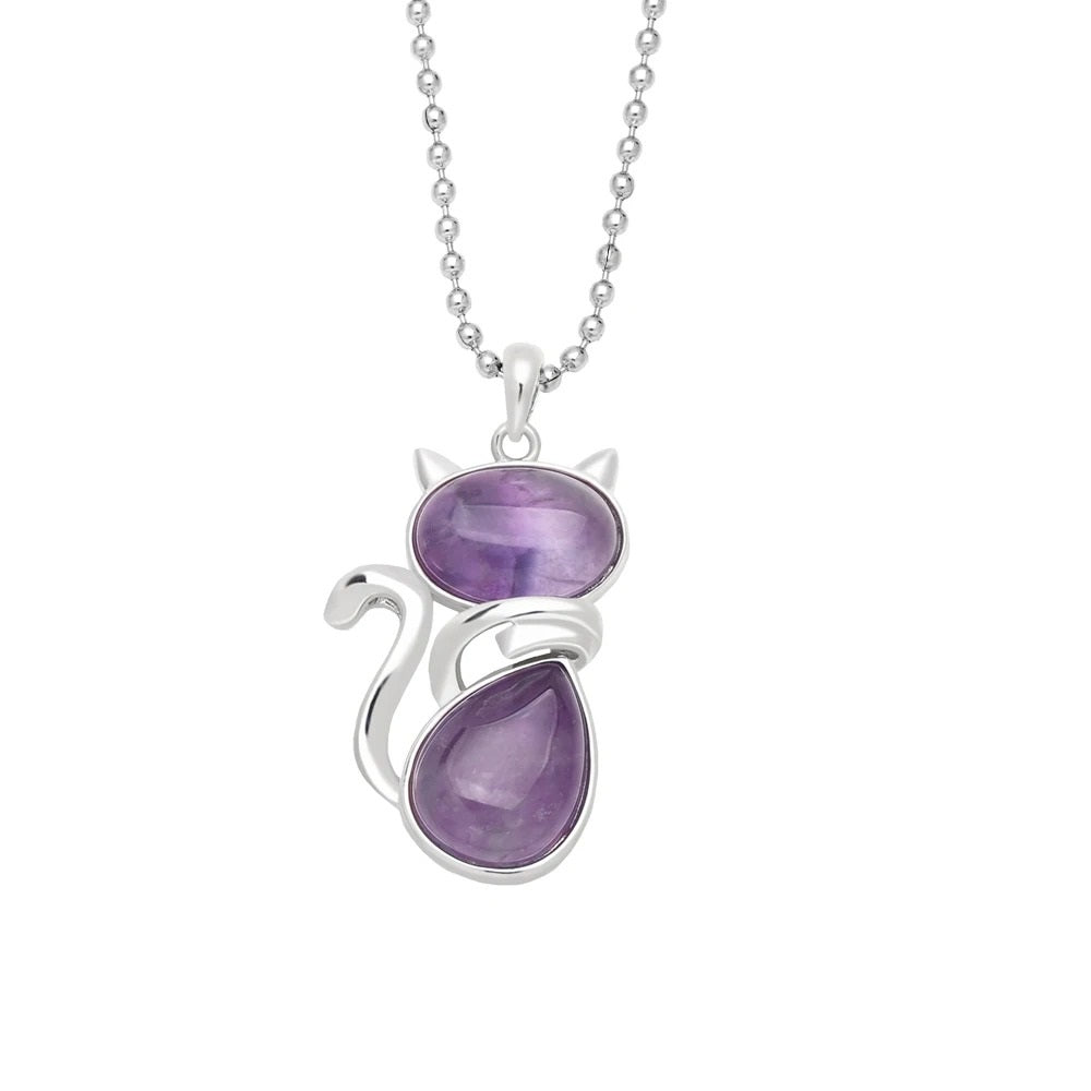 Natural Stone Kitten Necklace