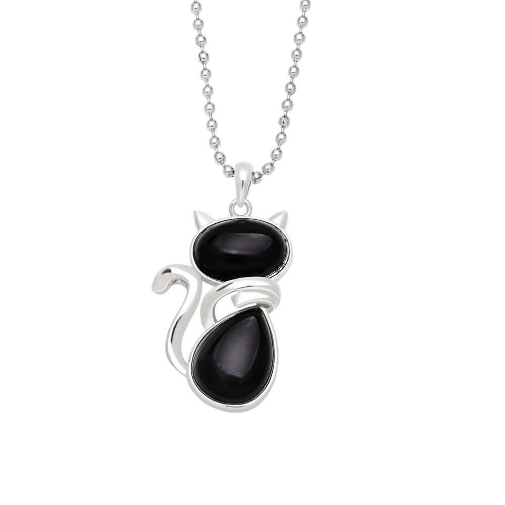 Natural Stone Kitten Necklace