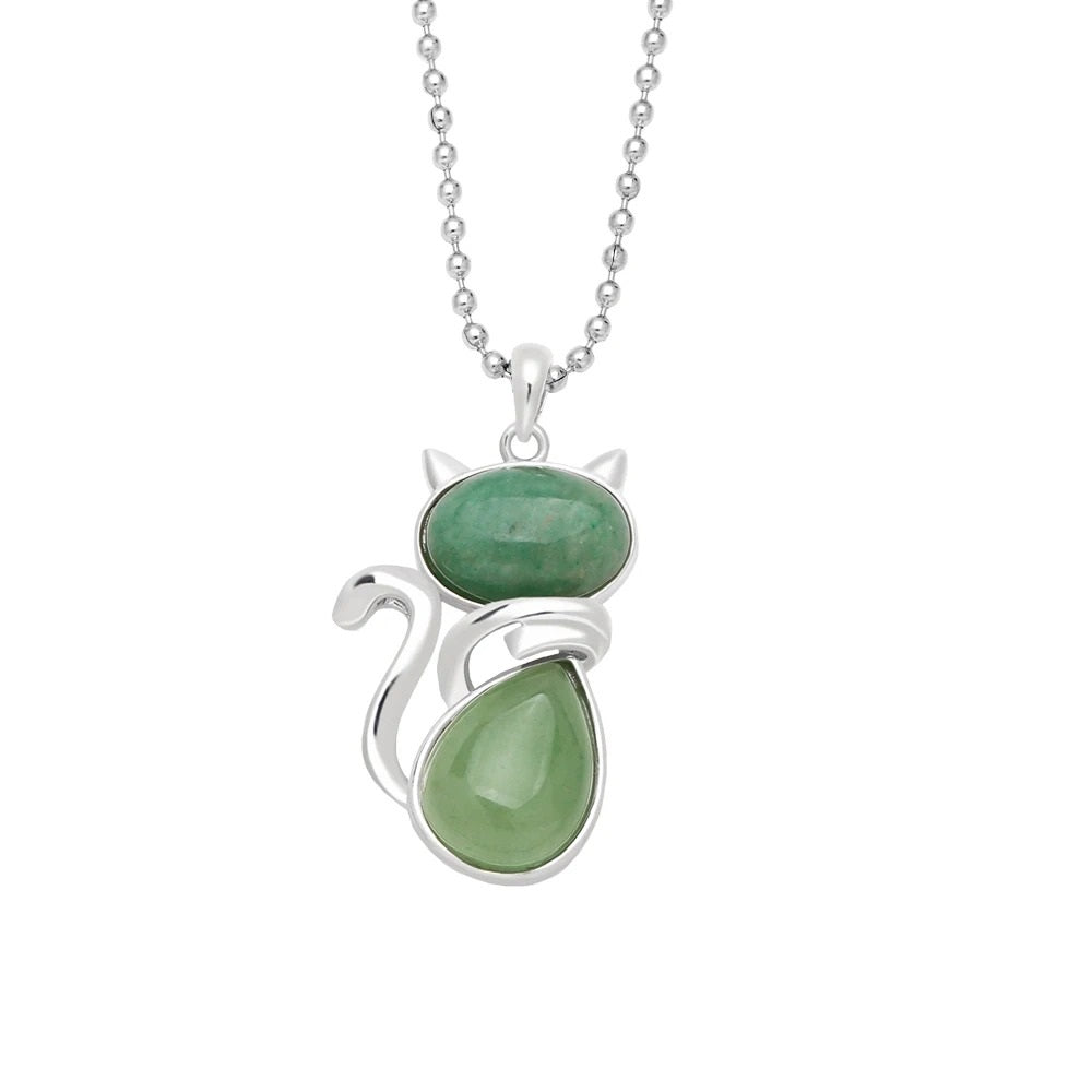 Natural Stone Kitten Necklace