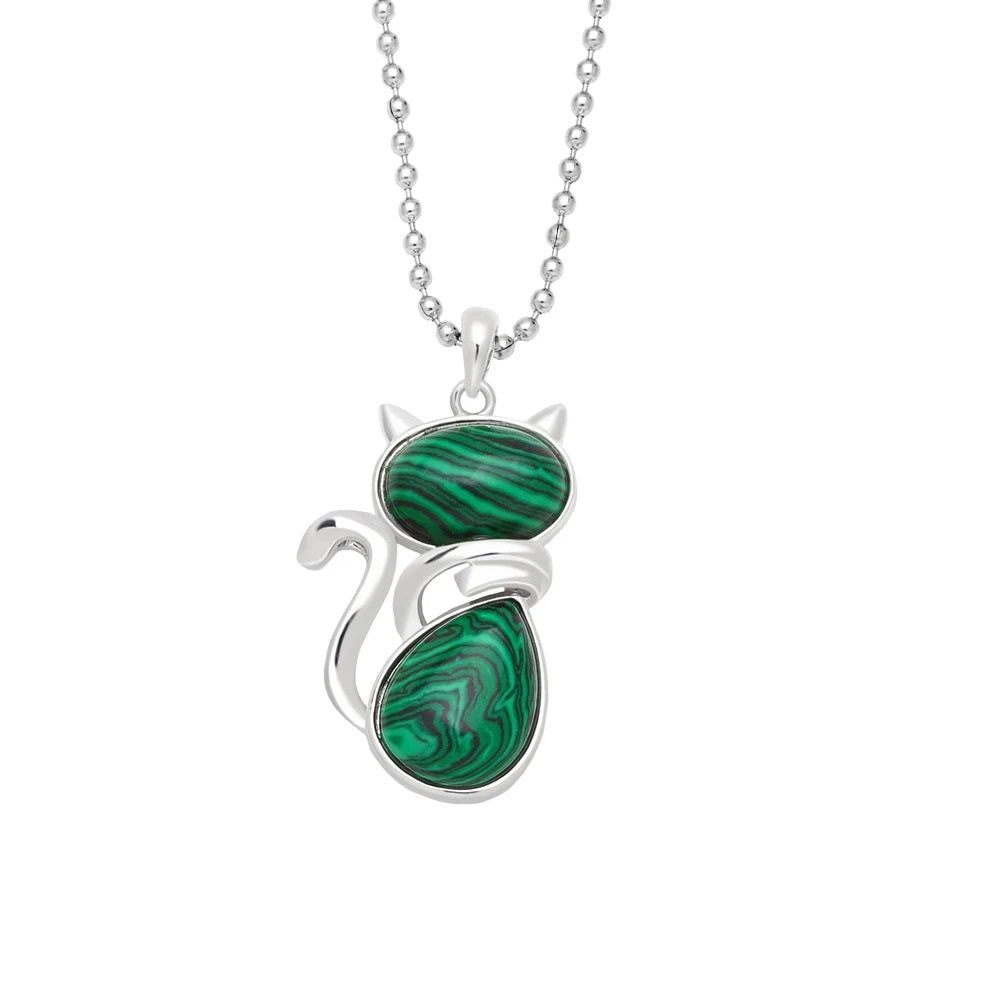 Natural Stone Kitten Necklace