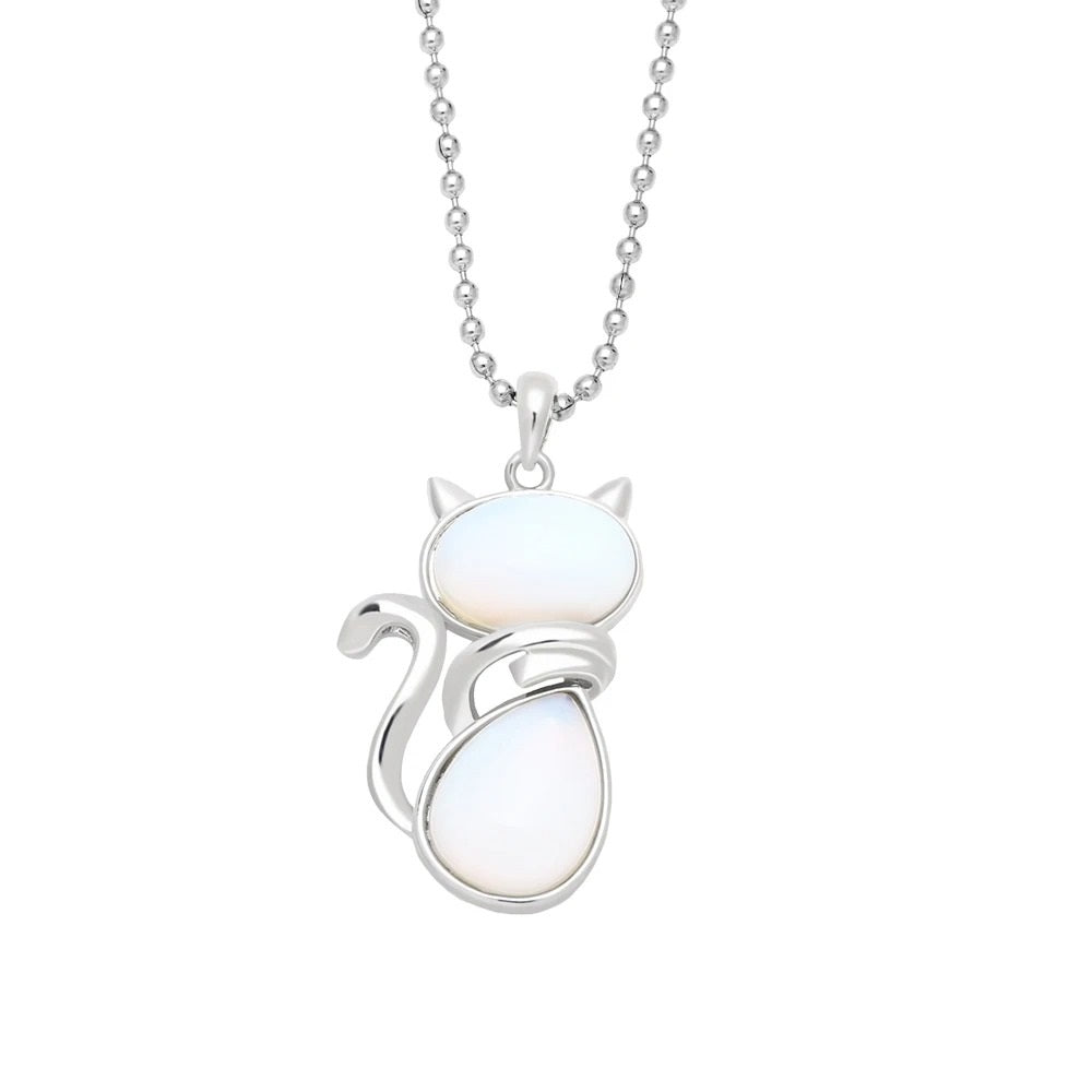 Natural Stone Kitten Necklace