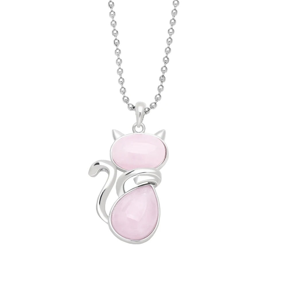 Natural Stone Kitten Necklace