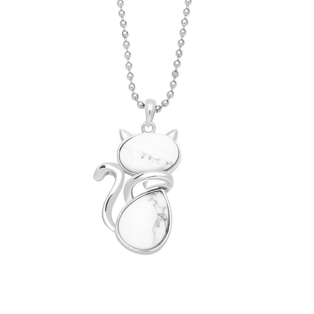 Natural Stone Kitten Necklace