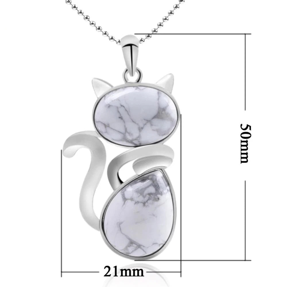 Natural Stone Kitten Necklace