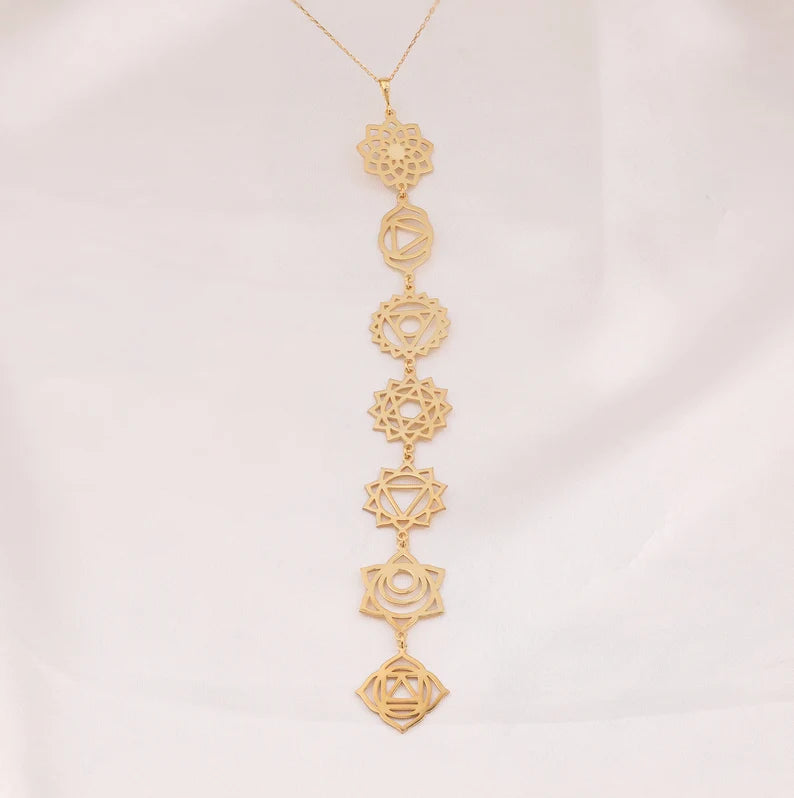 SoulLine™ Chakra Pendant - Vertical 7 Chakras Necklace